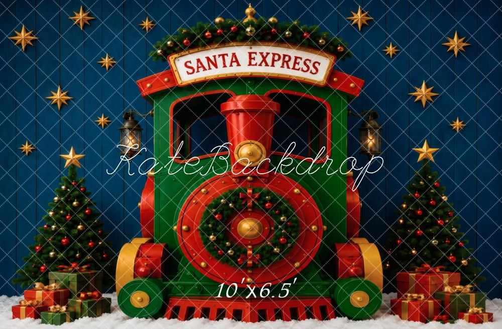 Kate Christmas Polar Train Christmas Tree Gifts Printed Backdrop Designed by Vertigo Productions