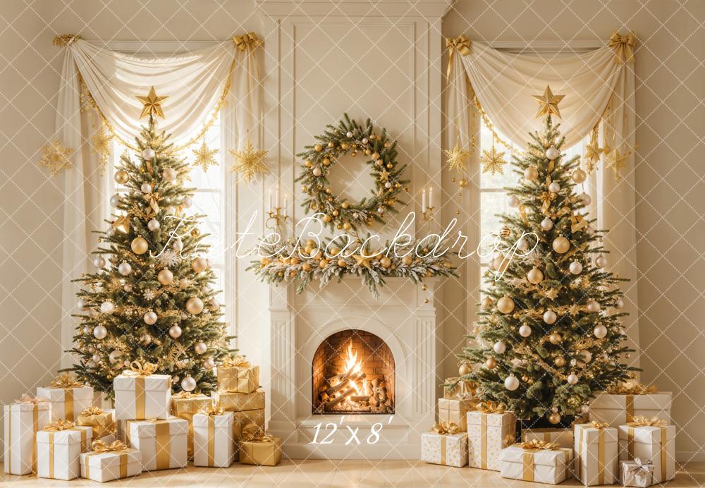 Kate Christmas Tree Fireplace Wreath Gifts Backdrop Designed by Emetselch