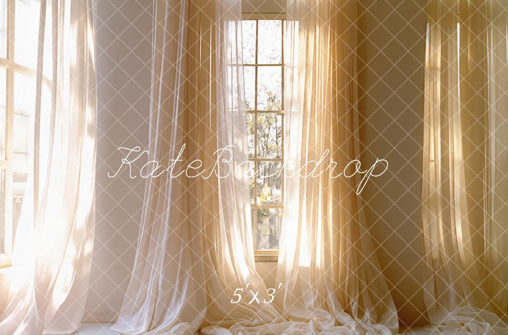 Kate Elegant Beige Sheer Curtains Window Light Backdrop Designed by Mini MakeBelieve