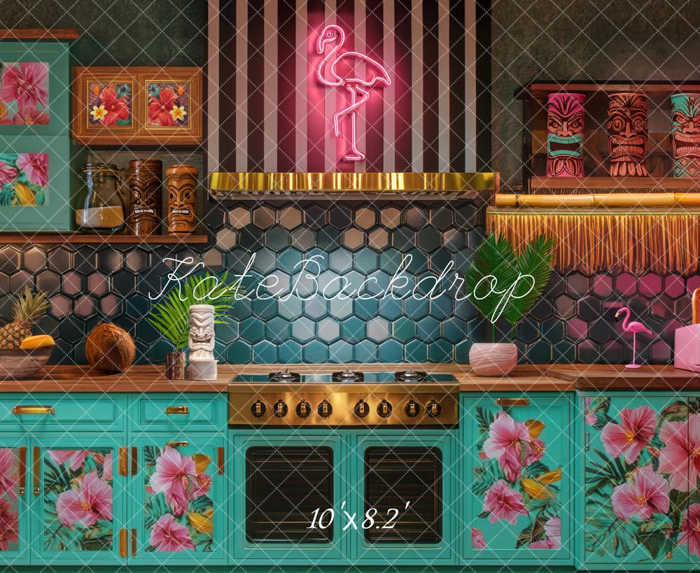 Fondo de Flamenco de Cocina Tiki Tropical Designed by Mini MakeBelieve