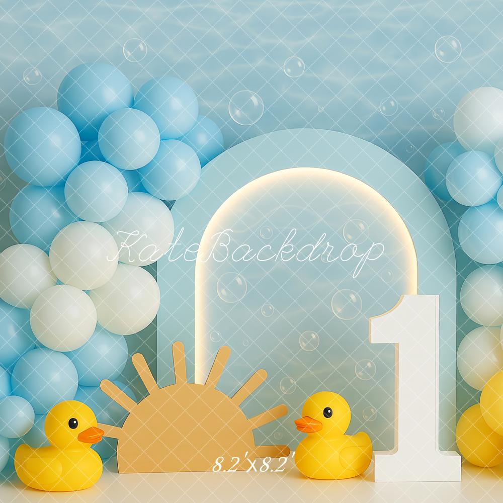Primer Cumpleaños Pato Luz del Sol Fondo de Globo Diseñado por Patty Roberts