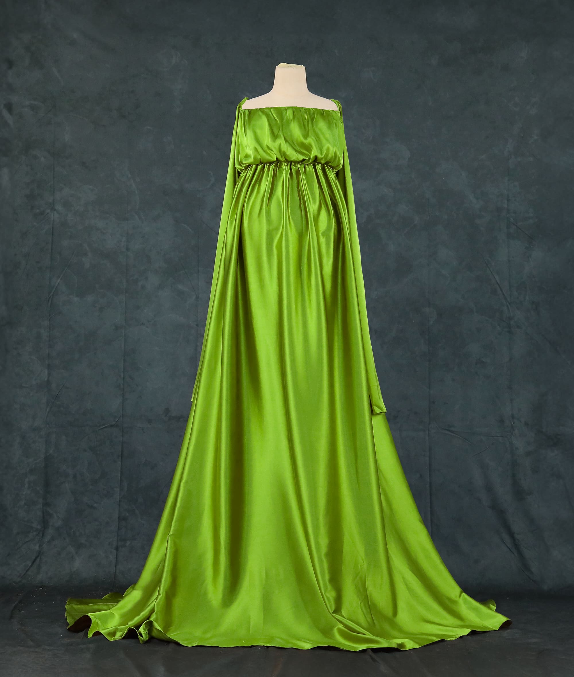 Kate Simulated Silk Trailing Custom Maternity Photoshoot Gowns, S / 38#-Grass Green Kate Simulated Silk Trailing Custom Maternity Photoshoot Gowns, S / 38#-Grass Green