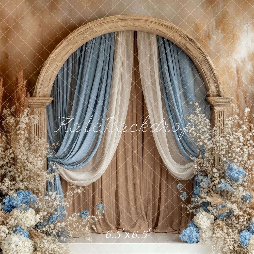 Kate Rustic Arch Blue Floral Backdrop Designed by Patty Roberts