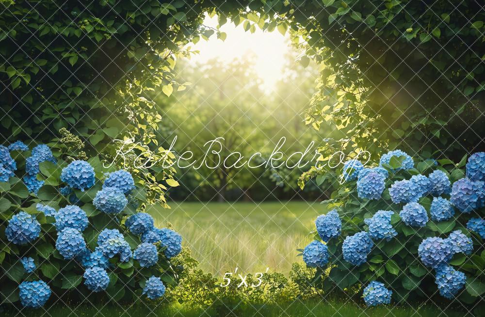 Zomer Bos Boog Blauwe Hortensia's Foto Achtergrond Designed by Emetselch