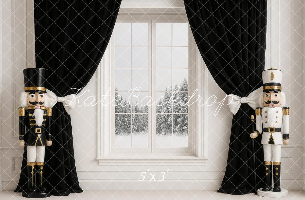 Kate Christmas Nutcracker Black Curtains Window Backdrop Designed by Ashley Paul