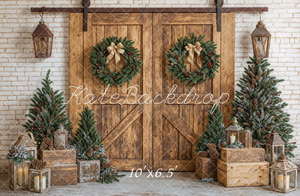 Fondo de puerta de madera de granero rústico navideño diseñado por Emetselch