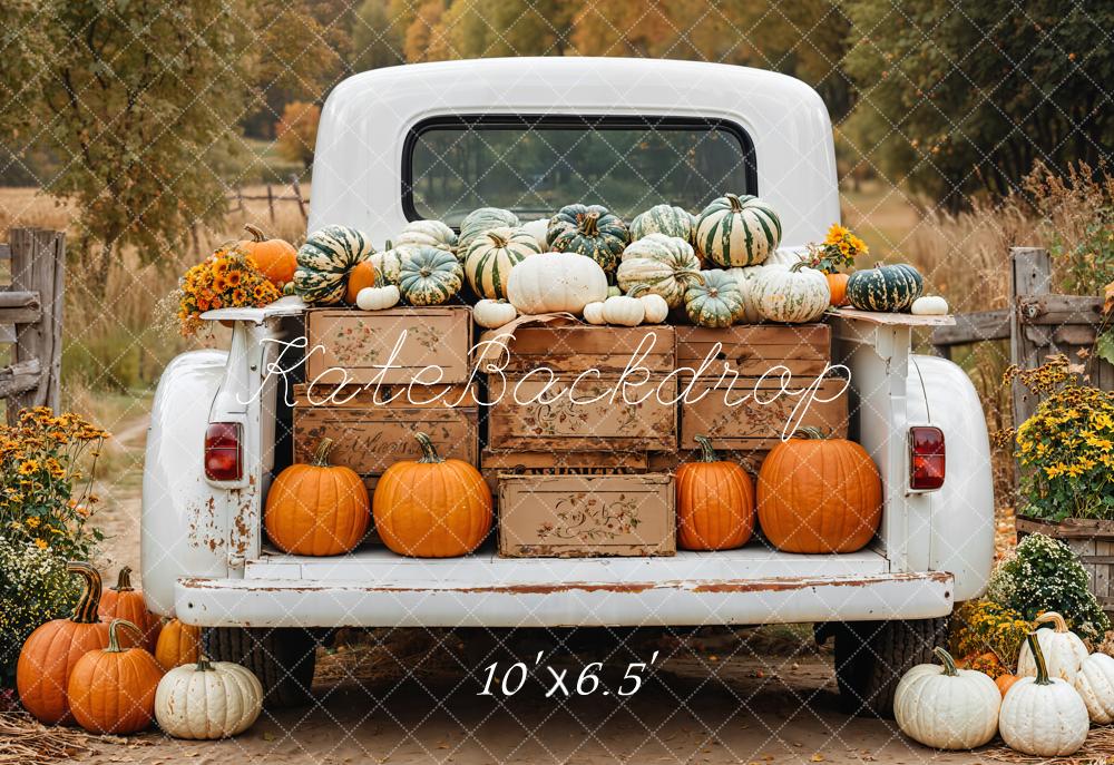 Fall Truck Pumpkin Harvest Forest Foto Achtergrond Designed by Emetselch