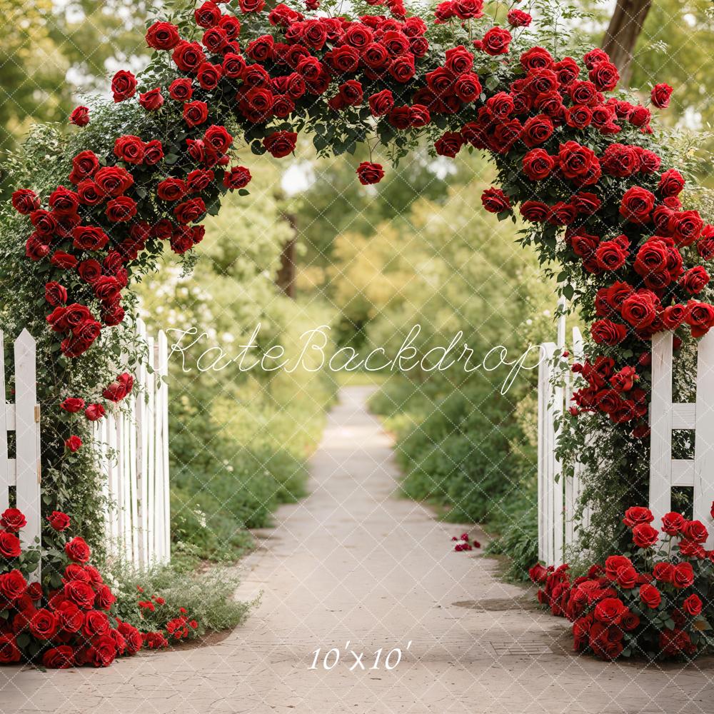 Valentine Rose Arch Garden Path Foto Achtergrond Designed by Emetselch