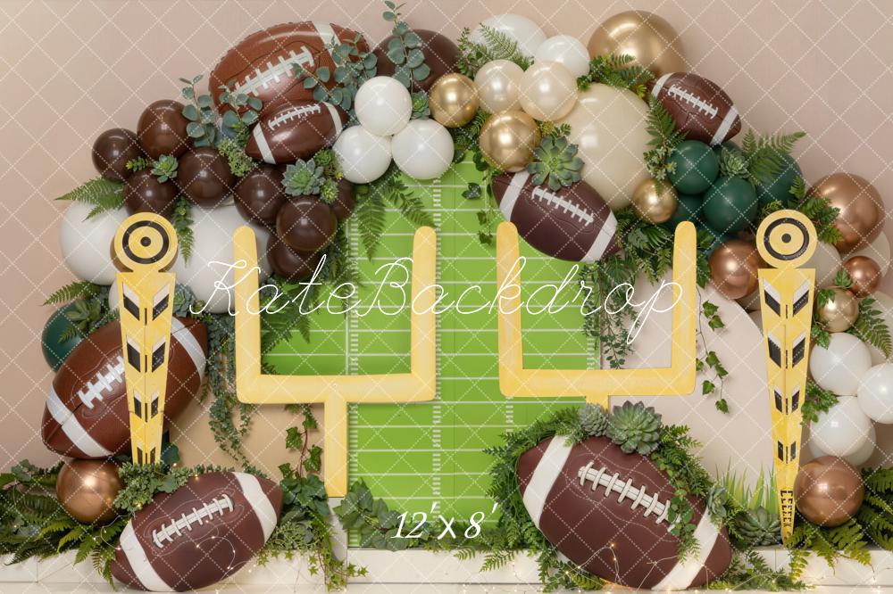 Kate Sports Football Field Goal Post Balloons Printed Backdrop Designed by Chain Photography