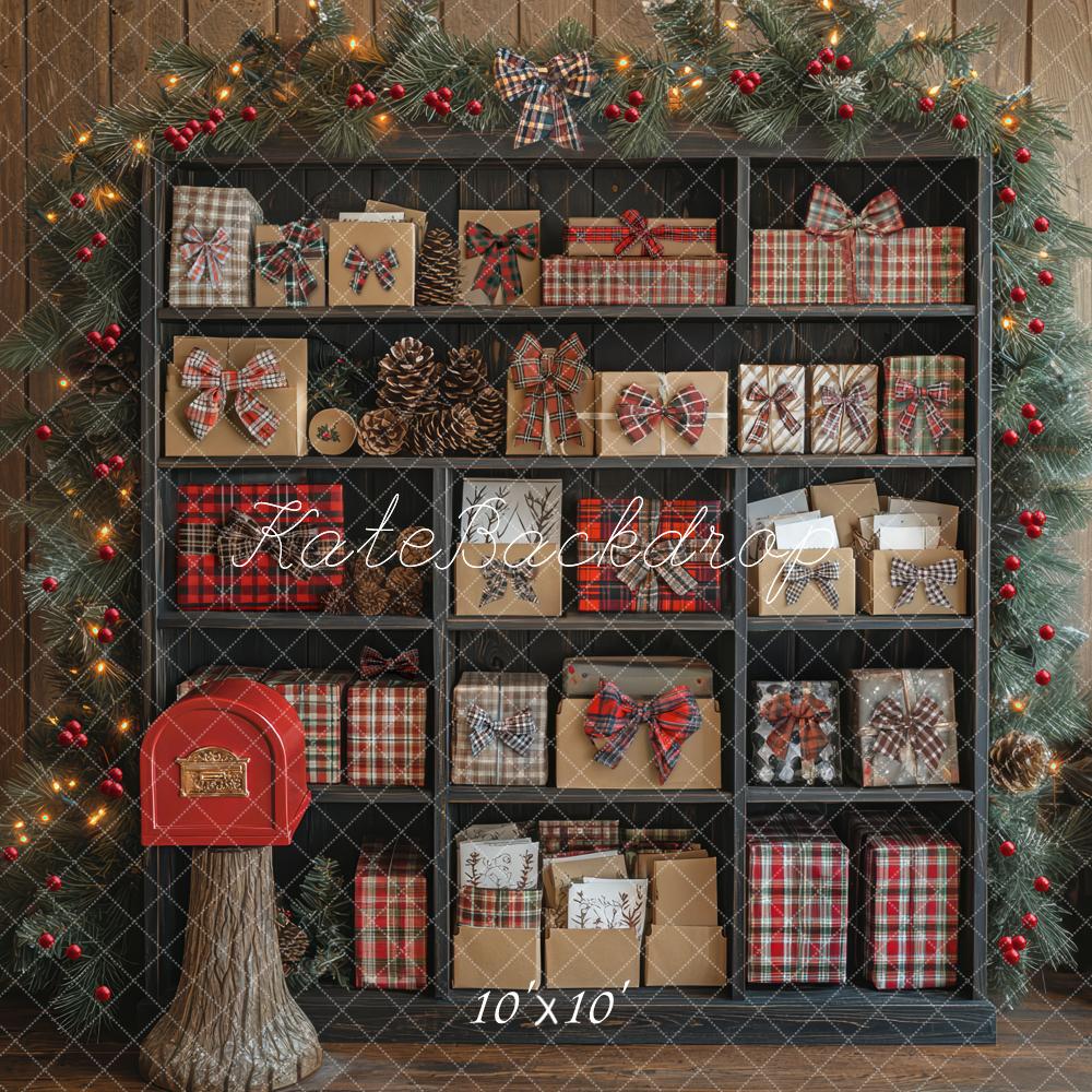 Kate Christmas Mailroom Cabinet Gift Garland Mailbox Backdrop Designed by Mini MakeBelieve
