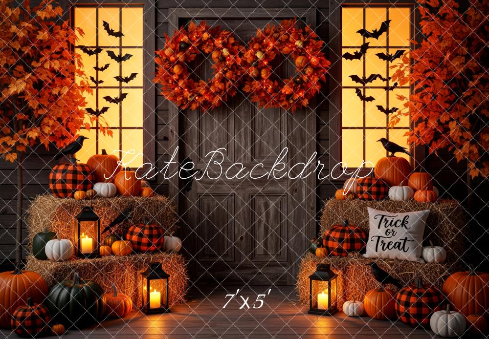 Kate Fall Halloween Pumpkin Lantern Haystack Porch Backdrop Designed by Patty Roberts
