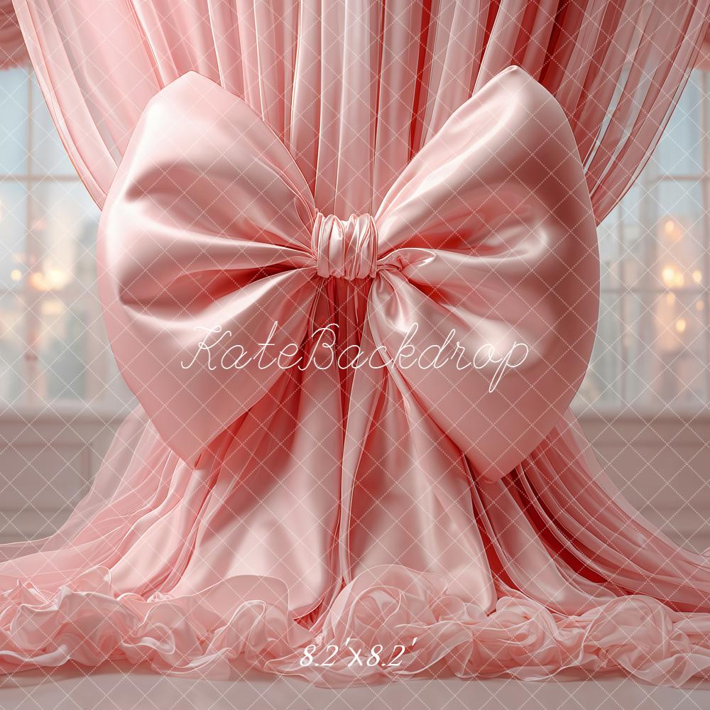 Kate Elegant Pink Bow Curtains Drapes Window Backdrop Designed by Emetselch