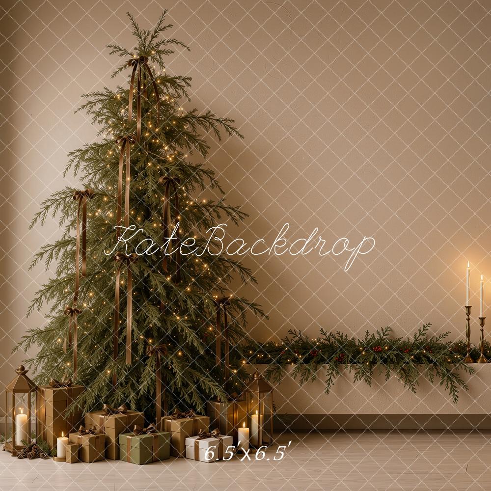 Kate Christmas Tree Candlelight Garland Printed Backdrop Designed by Ashley Ward