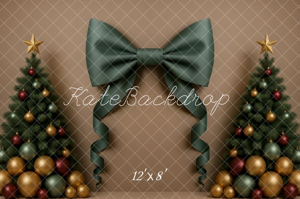 Kate Christmas Green Bow Christmas Trees Backdrop Designed by Patty Roberts