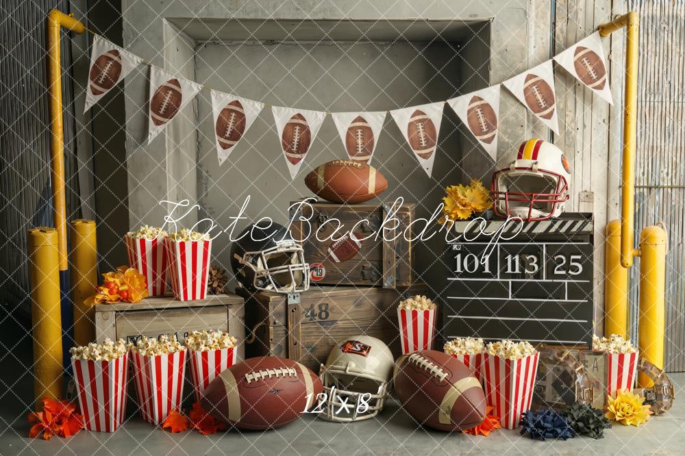 Kate Sports Football Helmets Popcorn Scoreboard Fall Backdrop Designed by Chain Photography