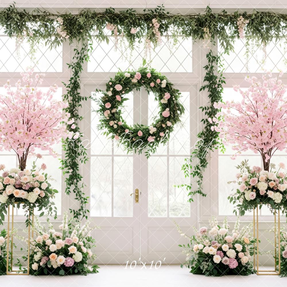Kate Spring Flower Arch Pink Cherry Blossom Wreath Backdrop Designed by Patty Roberts
