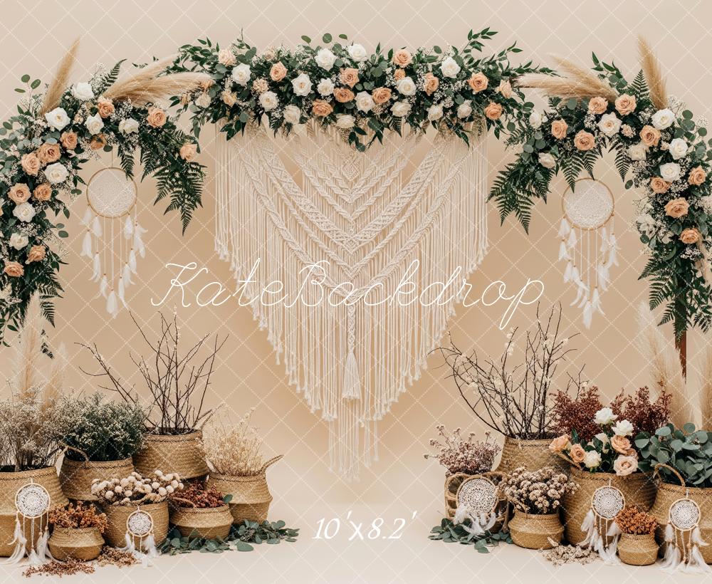 Kate Spring Mother's Day Flower Arch Macrame Dreamcatcher Basket Floral Backdrop Designed by Patty Roberts
