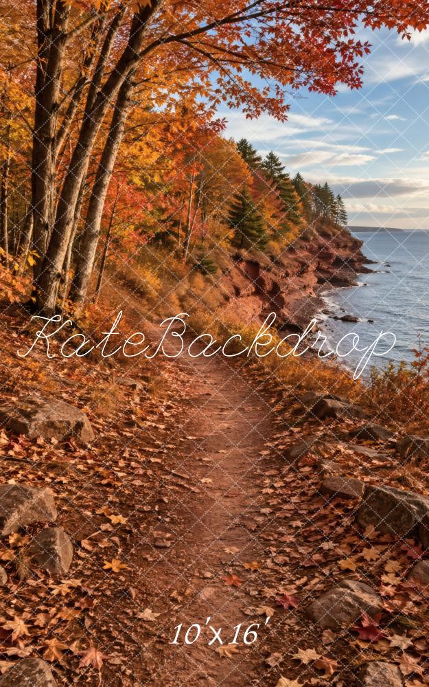 Kate Sweep Fall Forest Coastal Path Ocean Cliffs Printed Backdrop Designed by Vertigo Productions