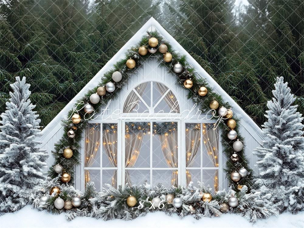 Kate Christmas Snowy Greenhouse Garland Backdrop Designed by Mini MakeBelieve