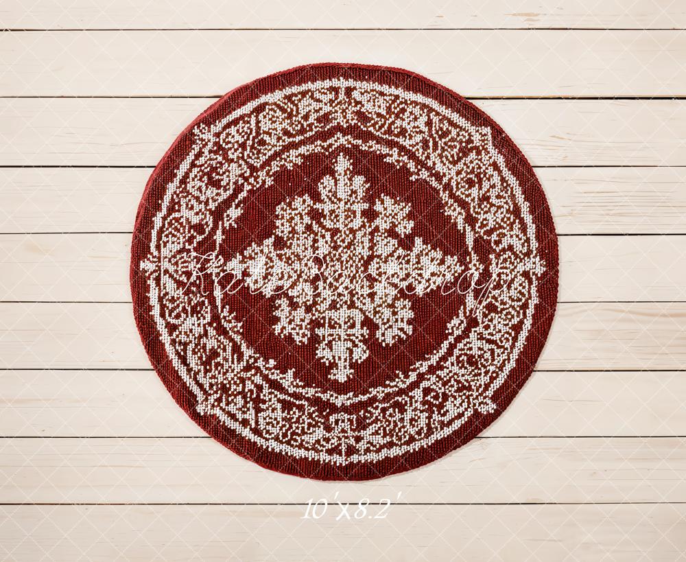 Kate Vintage Red Rug Floor Printed Backdrop Designed by Emetselch