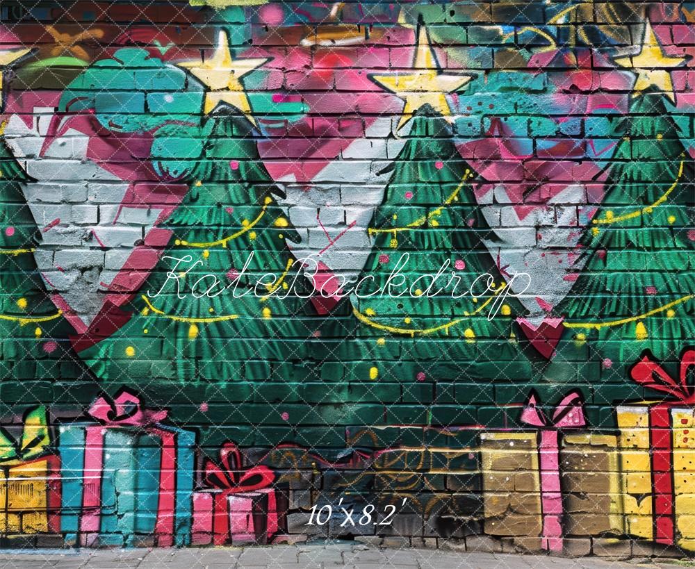 Kate Christmas Graffiti Brick Wall Backdrop Designed by Mini MakeBelieve