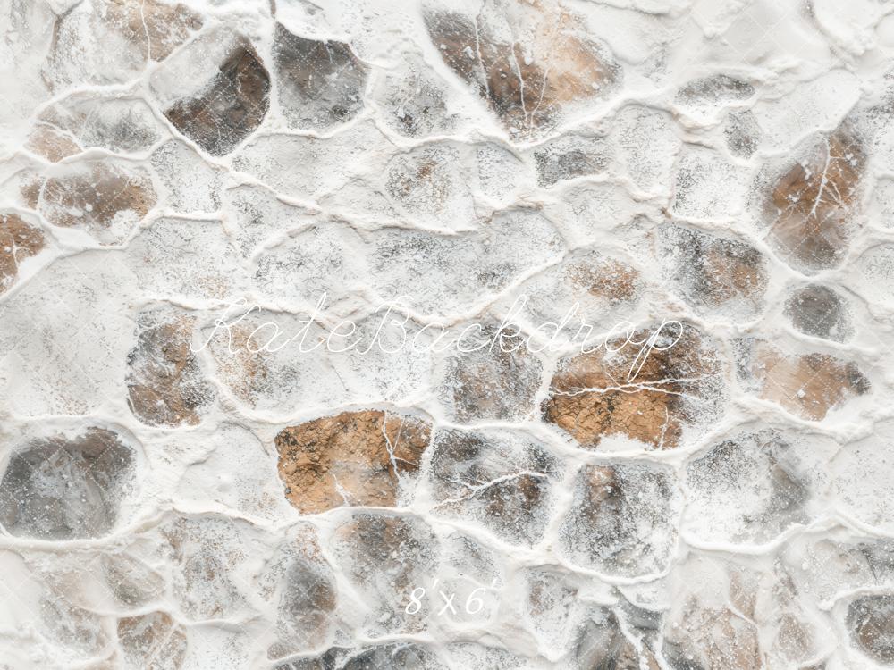 Kate Winter Vintage Cobblestone Snow Floor Backdrop Designed by Emetselch