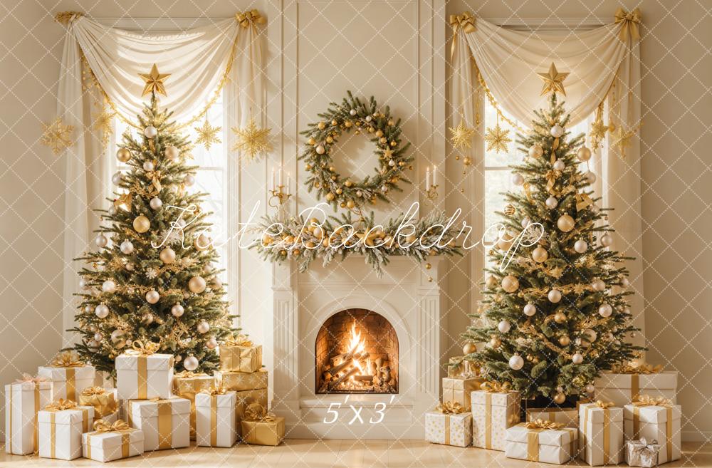 Kate Christmas Tree Fireplace Wreath Gifts Backdrop Designed by Emetselch