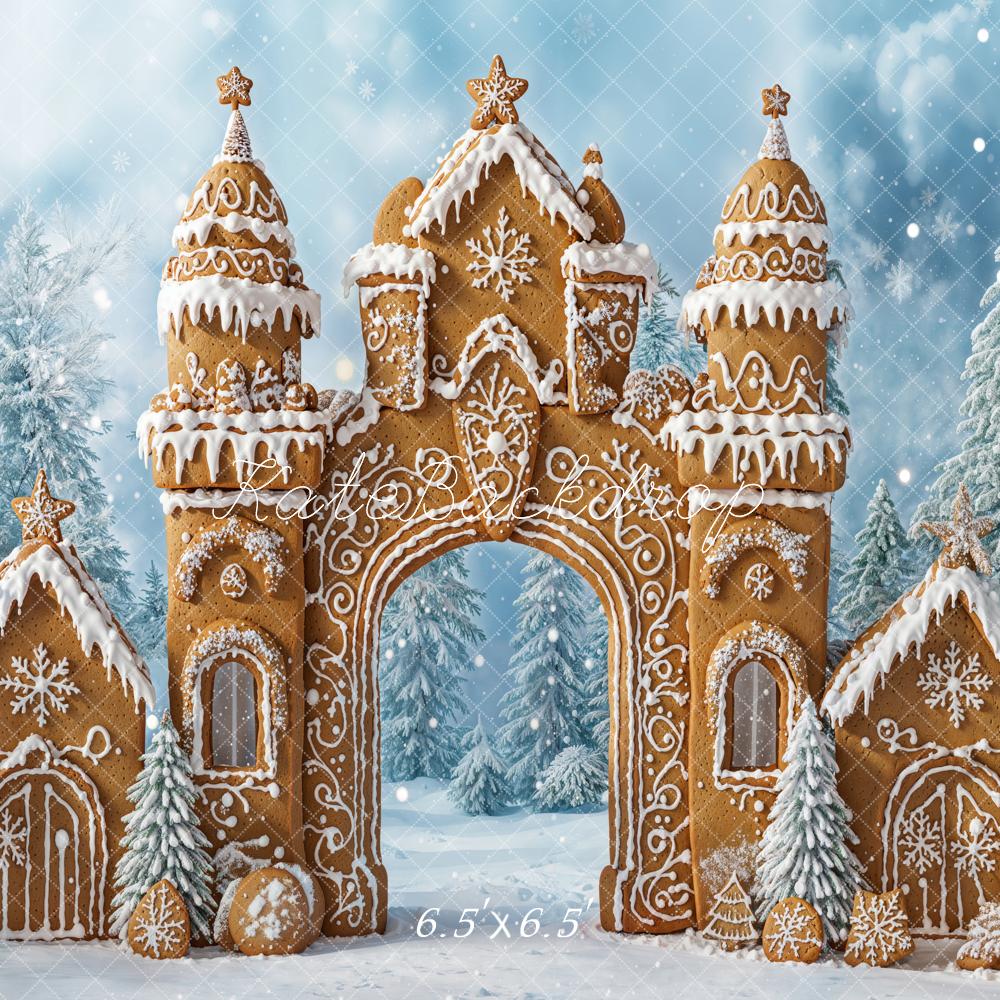 Fondo de Nieve de Castillo de Jengibre de Navidad Designed by Emetselch