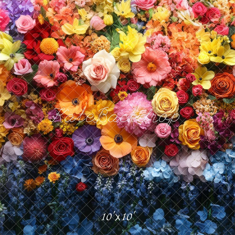 Kate Spring Vibrant Flower Wall Backdrop Designed by Mini MakeBelieve