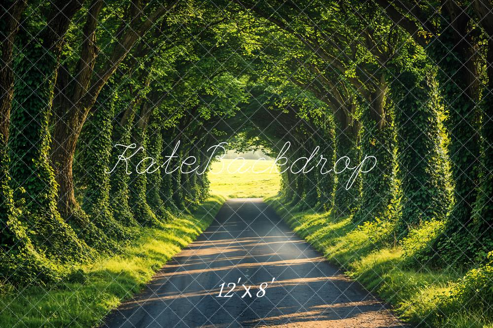 Kate Spring Forest Tunnel Sunlit Path Backdrop Designed by Emetselch