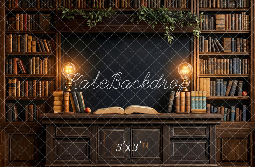 Mesa de libros de regreso a clases luces fondo