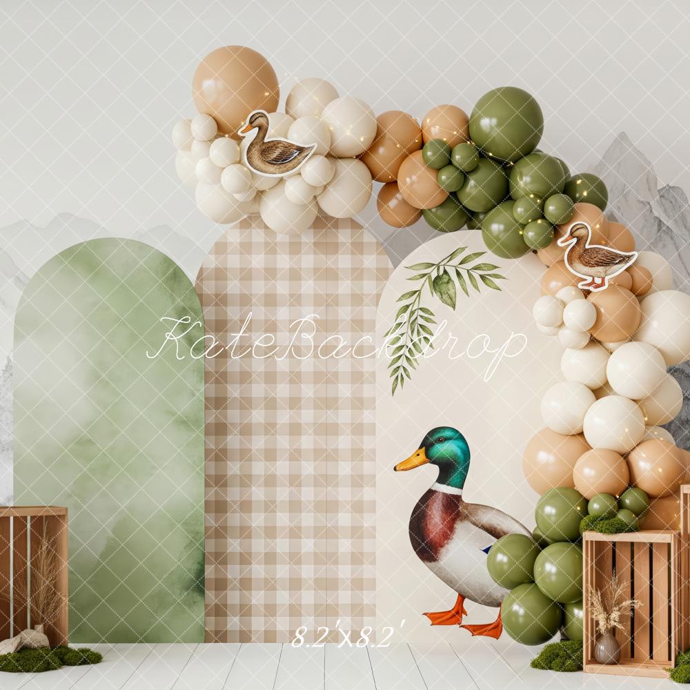 Kate Cake Smash Duck Balloon Arch Crate Mountain Printed Backdrop Printed Backdrop Designed by Patty Roberts
