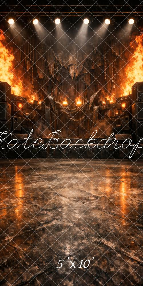 Kate Sweep Fiery Stage Flames Grunge Floo Printed Backdrop Designed by Vertigo Productions