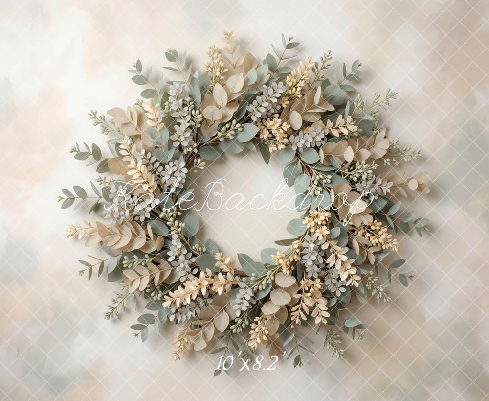 Kate Newborn Greenery Wreath Pastel Backdrop Designed by Mini MakeBelieve
