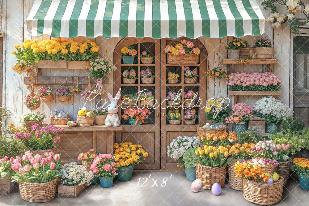 Kate Easter Bunny Flower Shop Baskets Eggs Printed Backdrop Designed by Emetselch