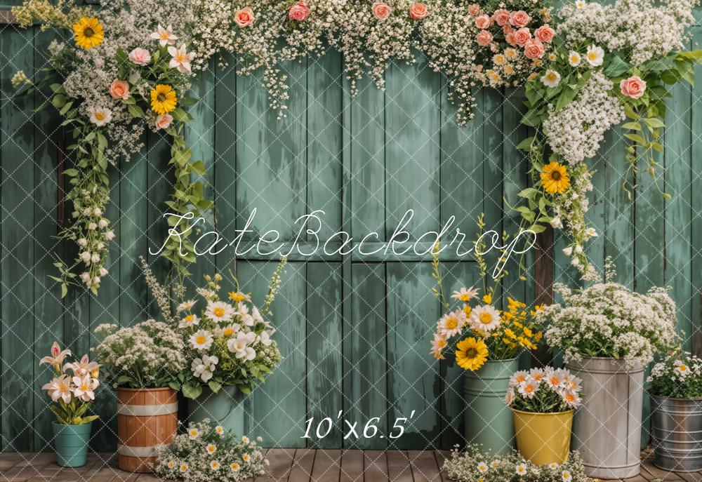 Kate Spring Flower Arch Rustic Green Door Backdrop Designed by Emetselch