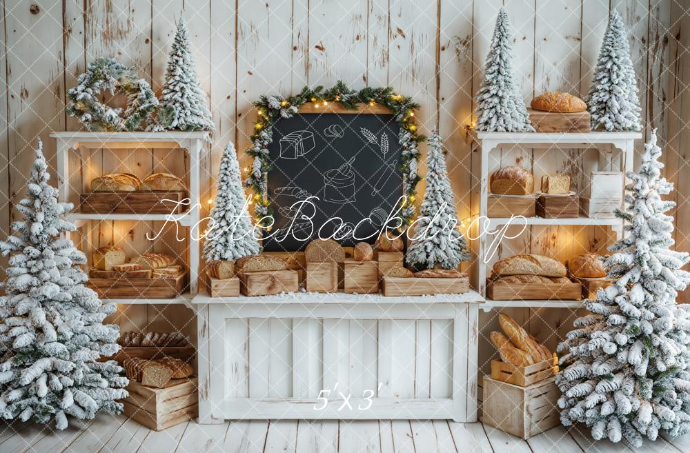 Kerstboom Witte Houten Plank Brood Schoolbord Foto Achtergrond Designed by Emetselch