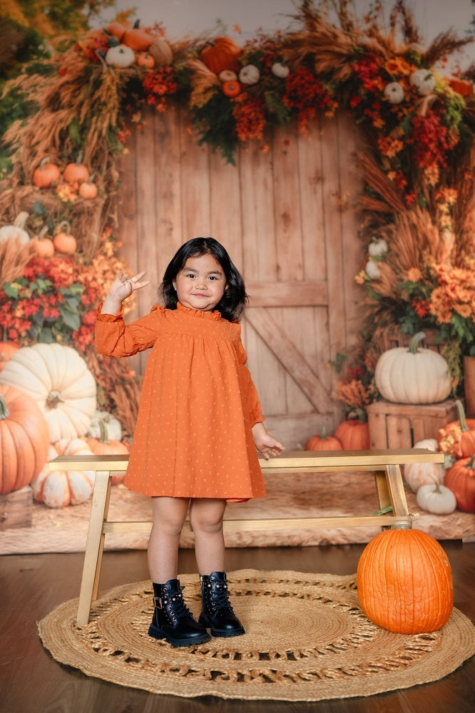Kate Fall Outdoor Pumpkin Harvest Hay Backdrop Designed by Emetselch