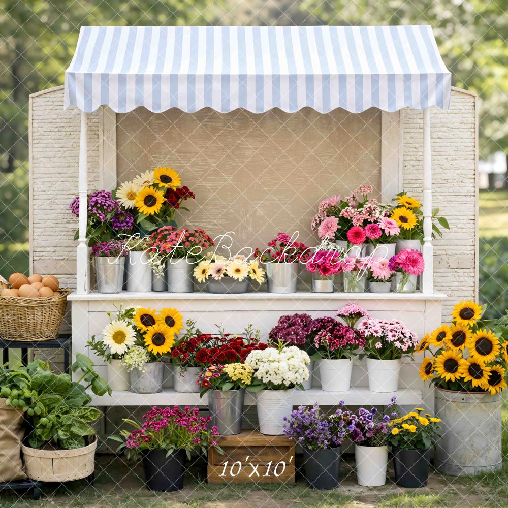 Kate Summer Flower Stand Sunflowers Potted Garden Printed Backdrop Designed by Mini MakeBelieve