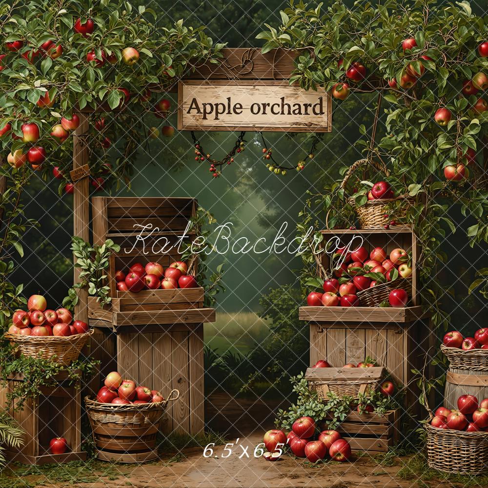 Kate Fall Apple Orchard Trees Baskets Barrels Crates Backdrop Designed by Emetselch