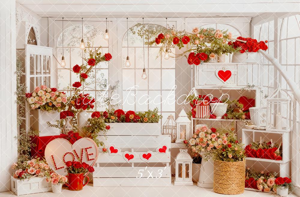 Kate Valentine's Day Red Roses Heart Flower Arrangement Backdrop Designed by Emetselch