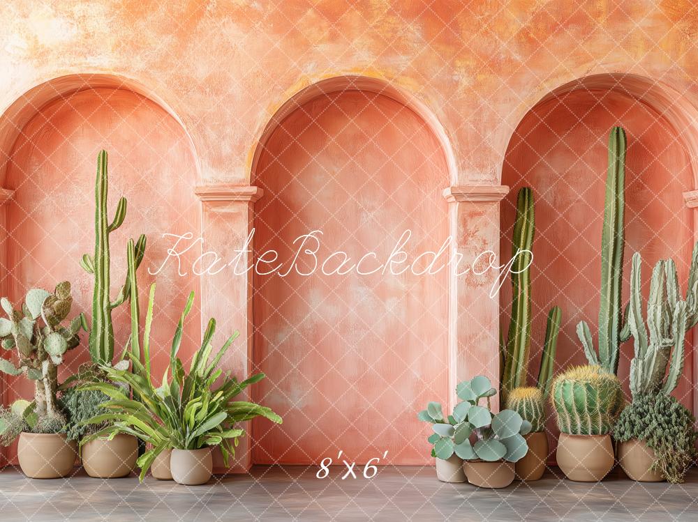 Cactus Arch Warm Terracotta Foto Achtergrond Designed by Patty Roberts