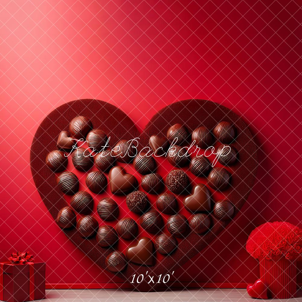 Kate Valentine's Day Red Heart Chocolate Box Gift Printed Backdrop Designed by Megan Leigh Photography