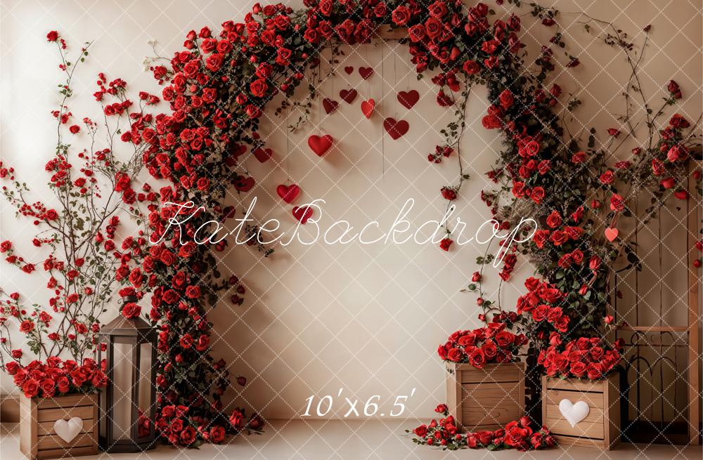 Valentine Flower Arch Red Rose Foto Achtergrond Designed by Emetselch