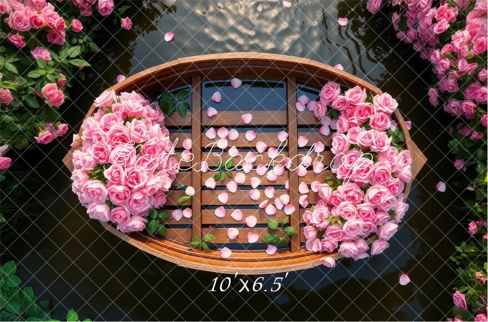 Kate Floral Boat Pink Roses Backdrop Designed by Laura Bybee
