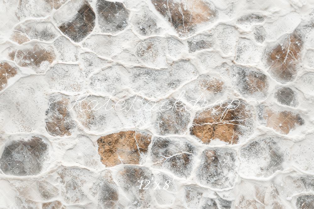 Kate Winter Vintage Cobblestone Snow Floor Backdrop Designed by Emetselch