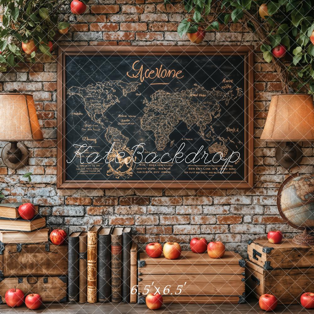 Kate Back To School/Graduation Vintage Map Books Backdrop Designed by Emetselch