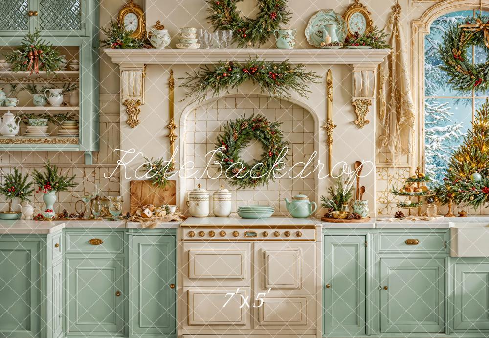 Fondo de Corona de Armarios Vintage de Cocina Navidad Designed by Emetselch