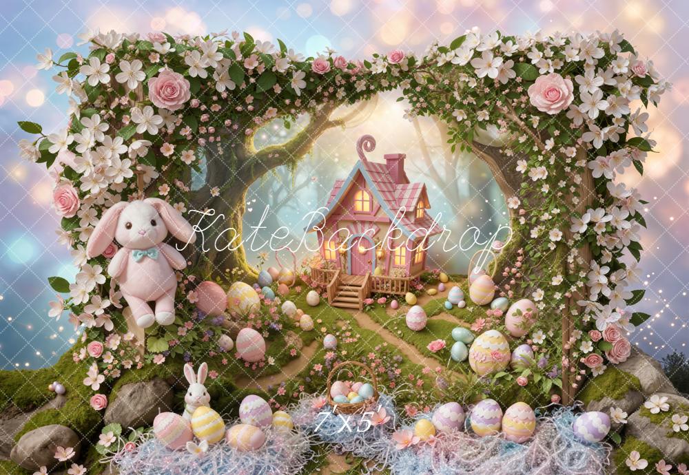 Kate Easter Bunny Flower Arch Cottage Pastel Eggs Backdrop Designed by Emetselch
