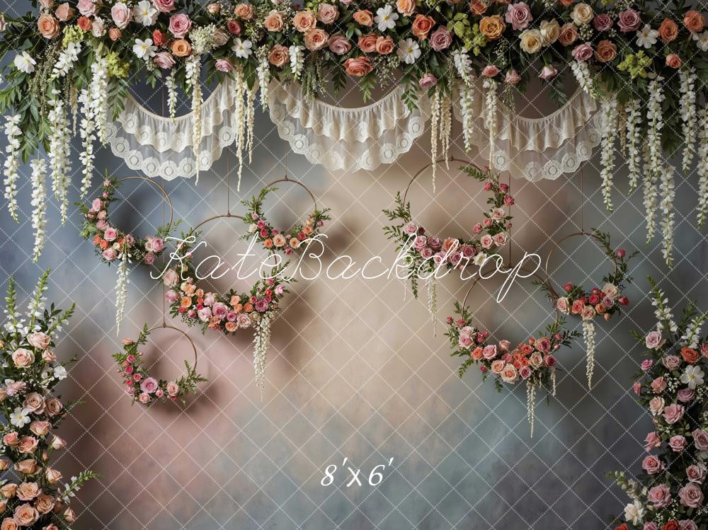 Kate Spring Flower Arch Floral Hoop Lace Drapes Backdrop Designed by Mini MakeBelieve